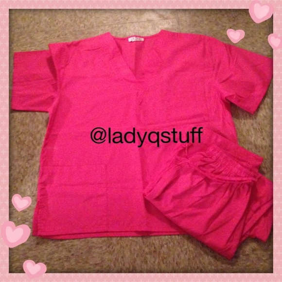 2pc. Fushcia Pink Scrub Set