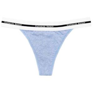 Light Blue Heather, Medium, Logo Thong