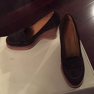 Michael kors brown suede wedge