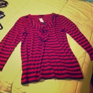 Talbots stripped ruffle shirt