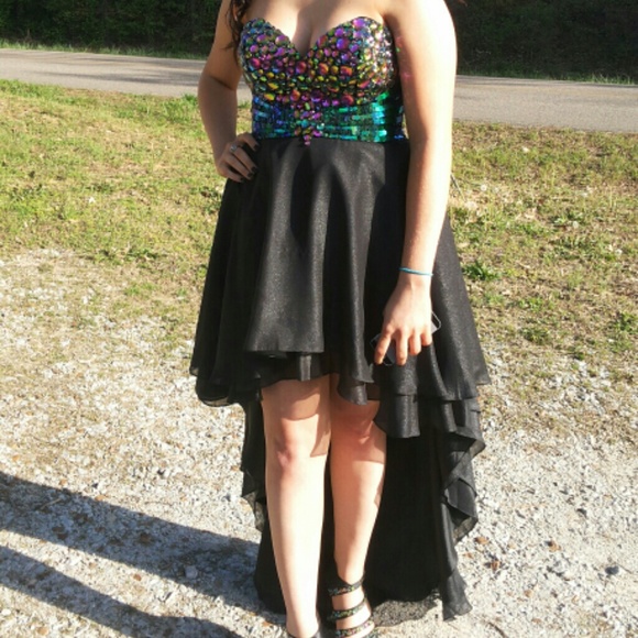 High low major bling and glitz dress