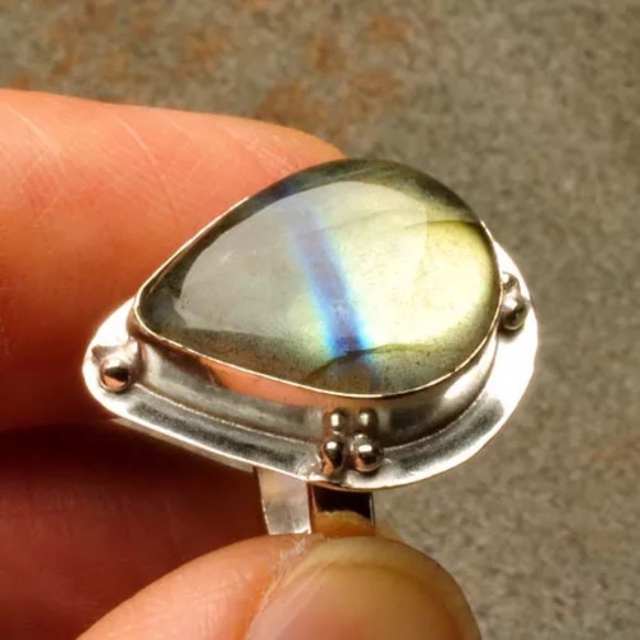 Natural labradorite Silver Overlay