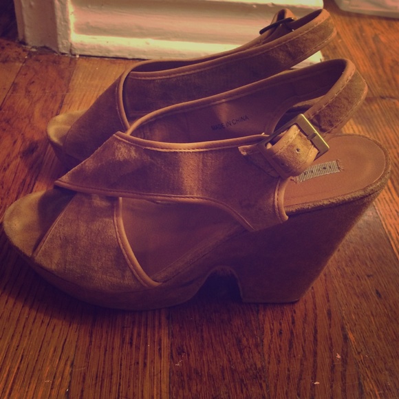 Urban outfitters tan suede heels.