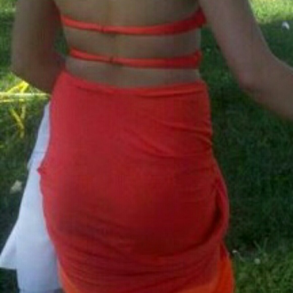 Orange prom dress.