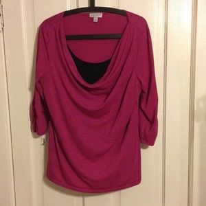 Hot pink shirt with drape neck