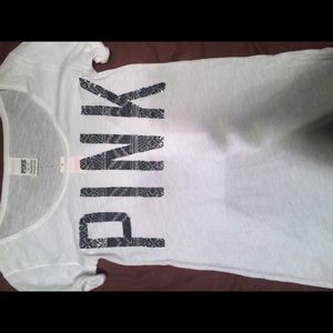 white PINK scoop neck tee