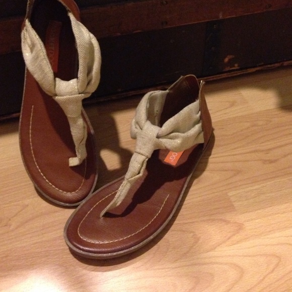 Gold and brown sandals