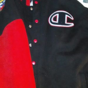 Red, black & some white XXL Champion jacket.