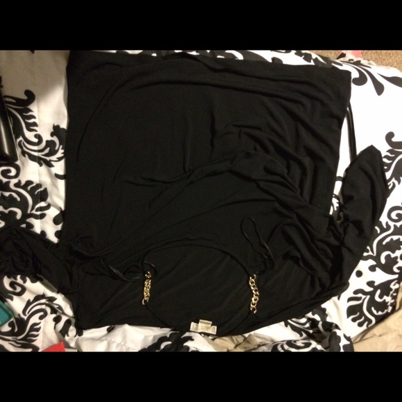Michael Kors Black Shirt W/ Gold Chain