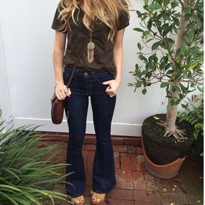 Current Elliott Dark wash flares -- mid waist