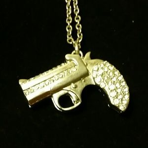 Double barreled gun necklace