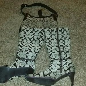Coach boots with matching purse