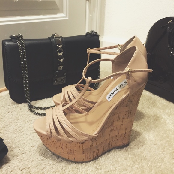Beige Steve Madden Cork Wedges