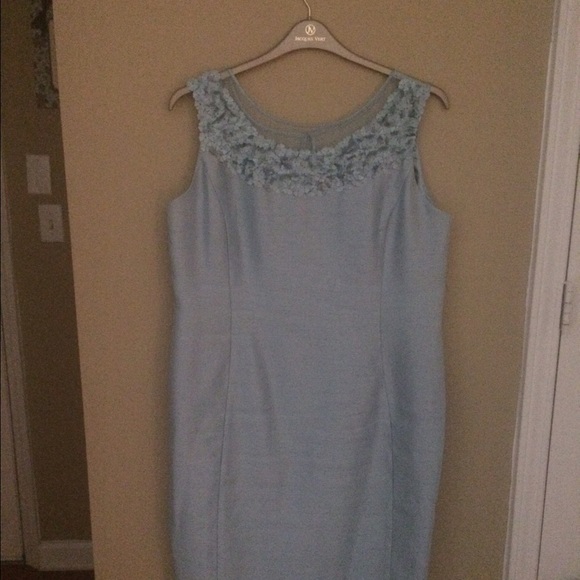 Jacques Vert Blue straight fit dress for wedding.