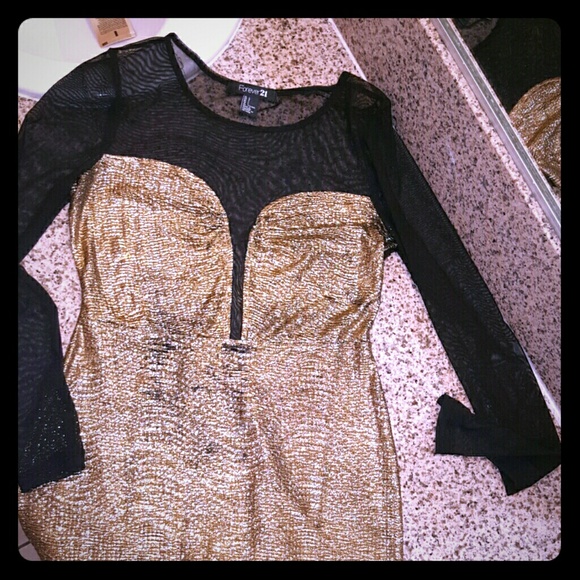 Gifted to Karicakes.Forever 21 Gold Sheer Dress