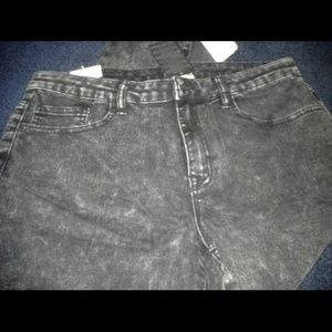 Black acid washed skinny jeans