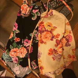 Floral cropped halter tops
