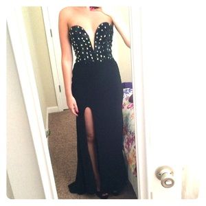 SHAIL K 3911 PROM DRESS 00 BLACK OPEN BACK