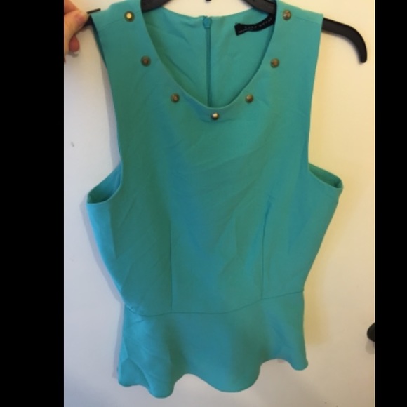 Studded teal peplum blouse