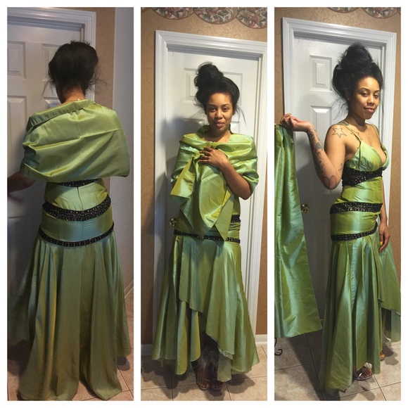 amur green dress Deena One Shoulder Gown