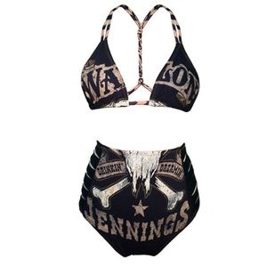 Waylon Jennings "Luckenbach" Highwaisted Bikini