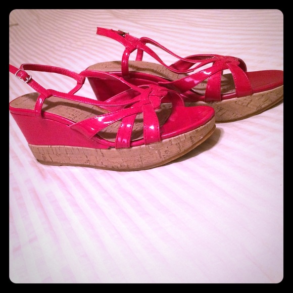 Red Strappy Wedge