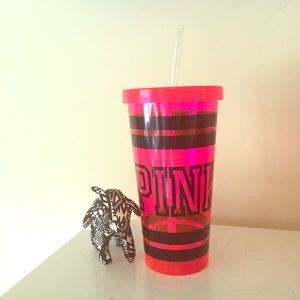 Victoria's Secret pink tumbler and dog