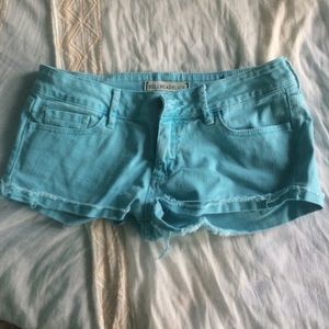 Bullhead light blue low rise short shorts