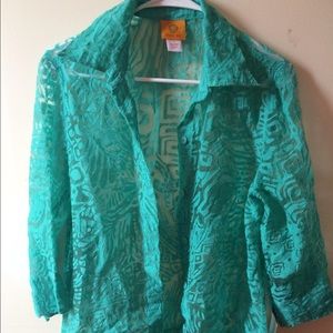 Ruby Rd teal blouse