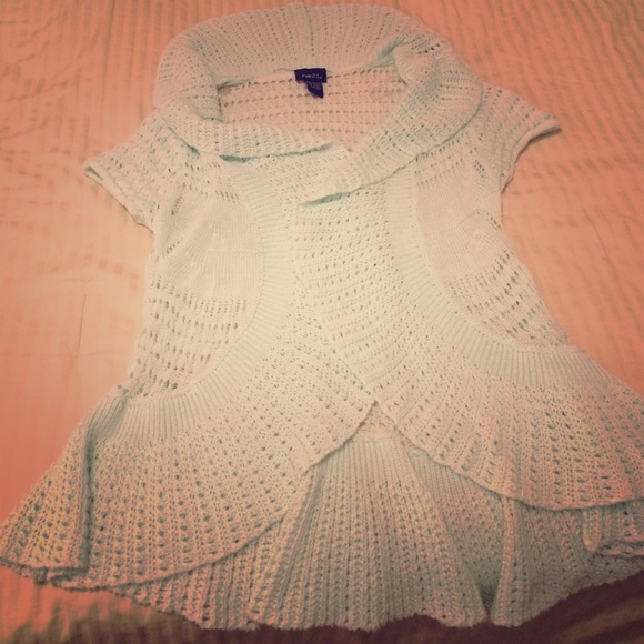 Mint crochet sweater, short sleeve