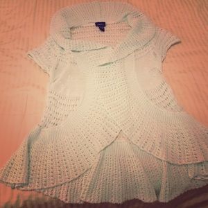 Mint crochet sweater, short sleeve
