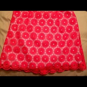 Lilly Pulltizer pinwheel skirt in fiesta pink