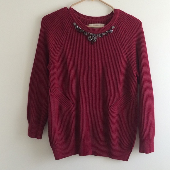 Maroon Red Jeweled sweater