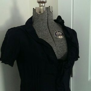 Sweet GAP navy blue silk ruffle top