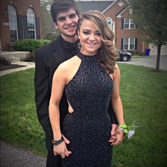 FINAL SALE Black halter prom