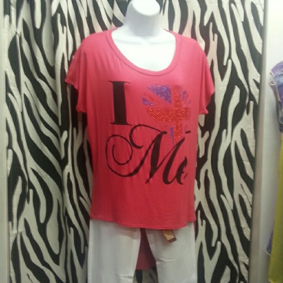 British Heart "I Love me" high low shirt