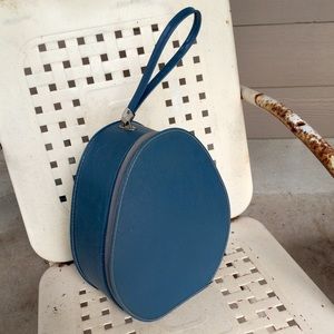 Vintage Oval Suitcase Train Case Hatbox