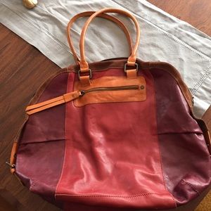 Red and burgundy Holding Horses shoulder bag