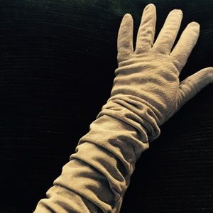 Grey long length suede gloves by Express