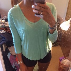 American Eagle S 3/4 sleeve sea foam green top.