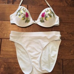 High waisted beaded bikini set