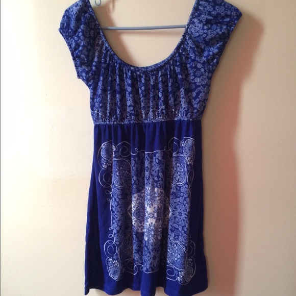 Blue and white dress