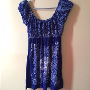 Blue and white dress