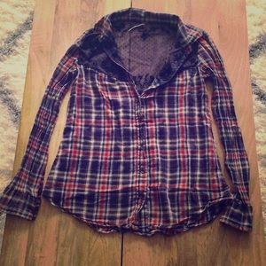 Free People Plaid Button Down Shirt