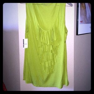Lime color Ruffled Sleeveless Top