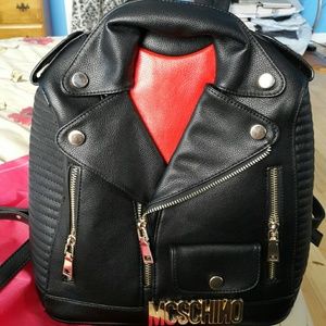 Moto jacket leather backpack