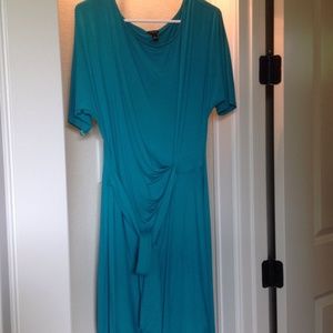 Teal faux wrap dress
