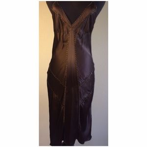 One of a kind 100% Silk brown dress w/ grommets