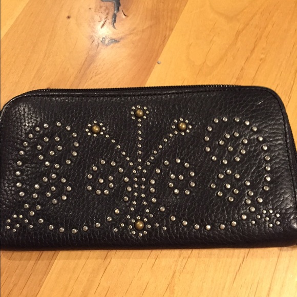 Brighton studded zip around wallet