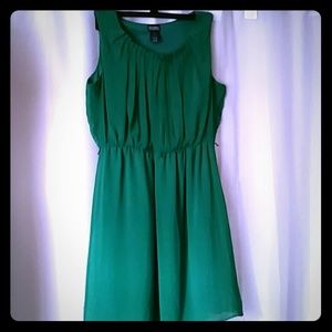 Emerald Green Chiffon Dress;  Size 14